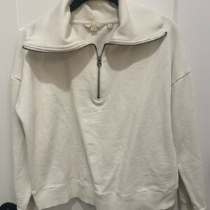 Boden White Zip-Up Fleece